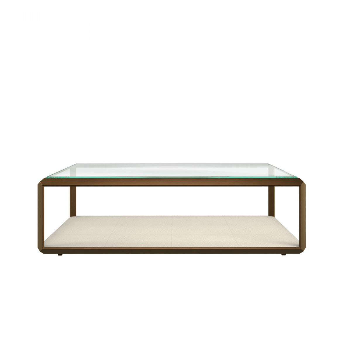 DI Designs Elmley Ivory Shagreen Brass & Clear Glass Rectangle Coffee Table